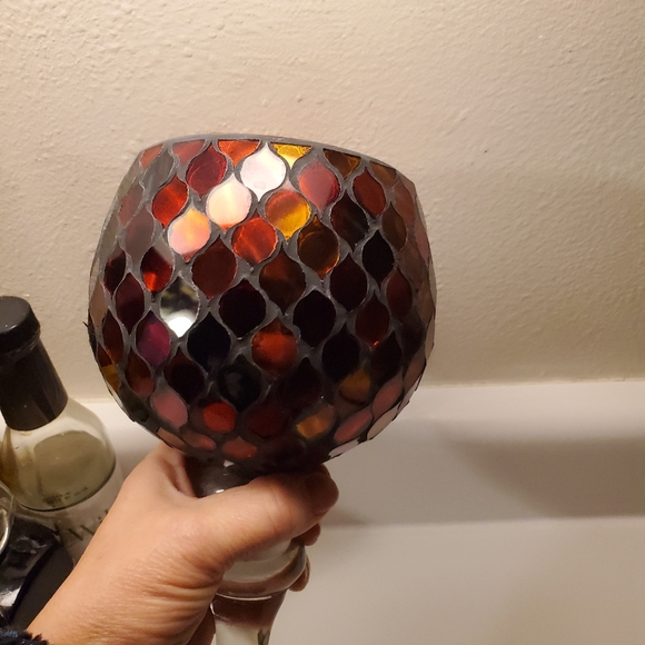 Candle set in red and goltones - Picture 7 of 8